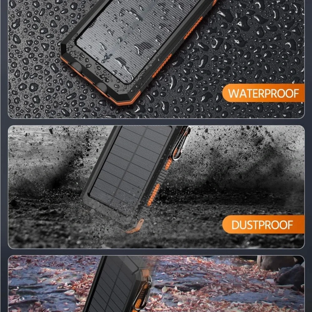 Solar Charger Power Bank Portable Charger Fast Charger All Cell Phones Orange